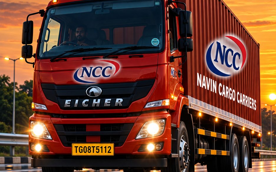 Navin Cargo Carriers truck at sunset